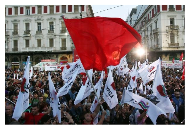 Proglas Komunističke tendencije Sirize protiv kolaboracije sa desničarskom strankom Nezavisni Grci