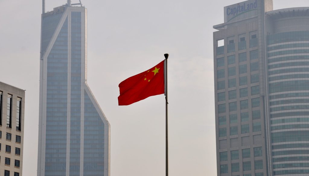 China flag in city. Free public domain CC0 image.More: Origi